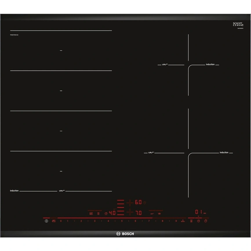 Индукционная варочная панель Bosch Serie 6 PXE675DC1E Black фото 1