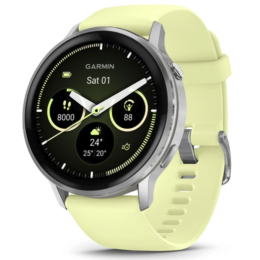 Смарт-часы Garmin Venu 4 45mm Silver Bezel With Citron Silicone Band (010-03014-02) фото 1