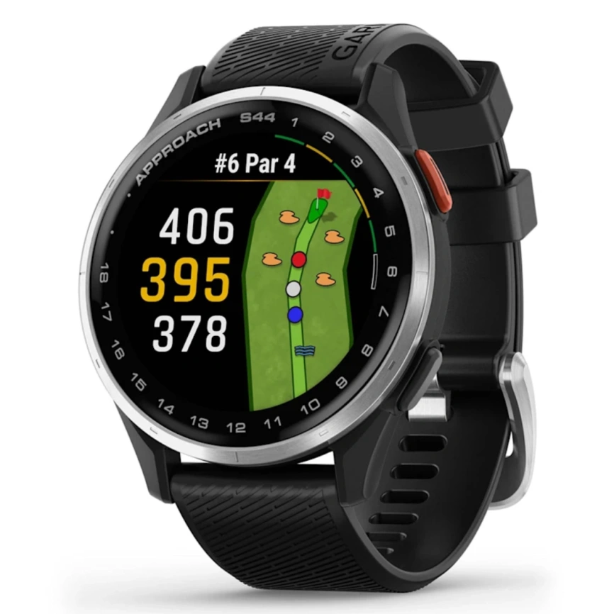 Смарт-часы Garmin Approach S44 44mm (010-03009-00) Silver/Black Silicone Band фото 1