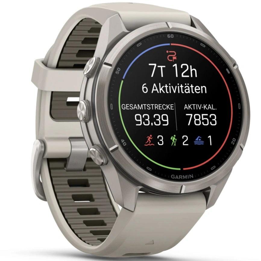 Смарт-часы Garmin Fenix 9 Pro 43mm Amoled (010-04335-81) Titanium with Fog Gray/Dark Sandstone Silicone Band (inReach) фото 3
