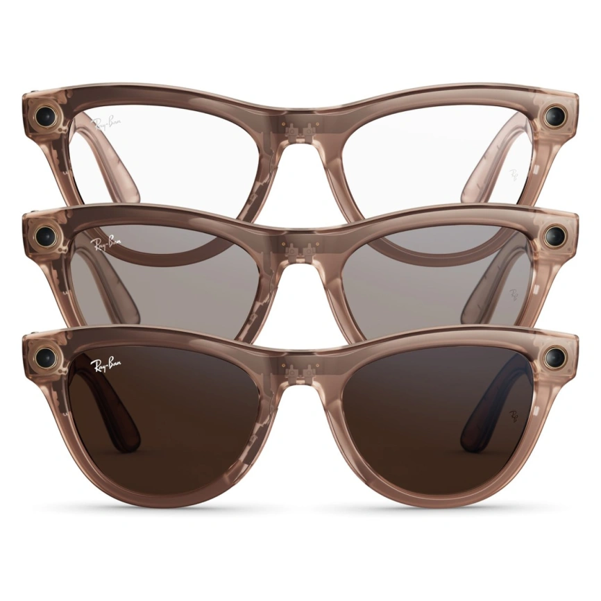 Умные очки Ray-Ban Skyler (Gen 2) Shiny Transparent Peach Standard Clear Brown Transitions фото 2