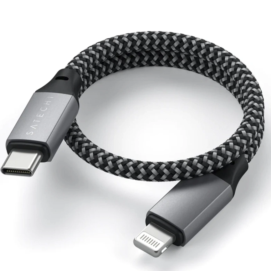 Кабель Satechi USB-C to Lightning MFI Cable 0,25m ST-TCL10M Space Grey фото 2