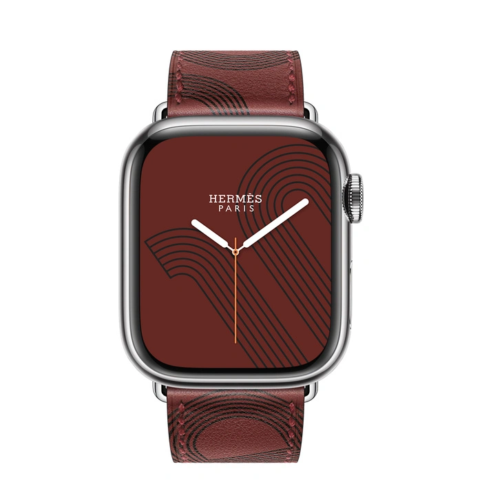 Смарт-часы Apple Watch Hermes Series 7 GPS + Cellular 41mm Silver Stainless Steel Case with Circuit H Single Tour Rouge H/Noir фото 2
