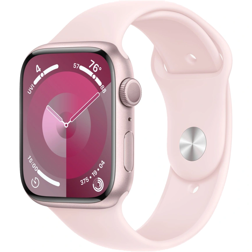 Смарт-часы Apple Watch Series 9 45mm Pink Aluminum Case with Light Pink Sport Band S/M (MR9G3) фото 1