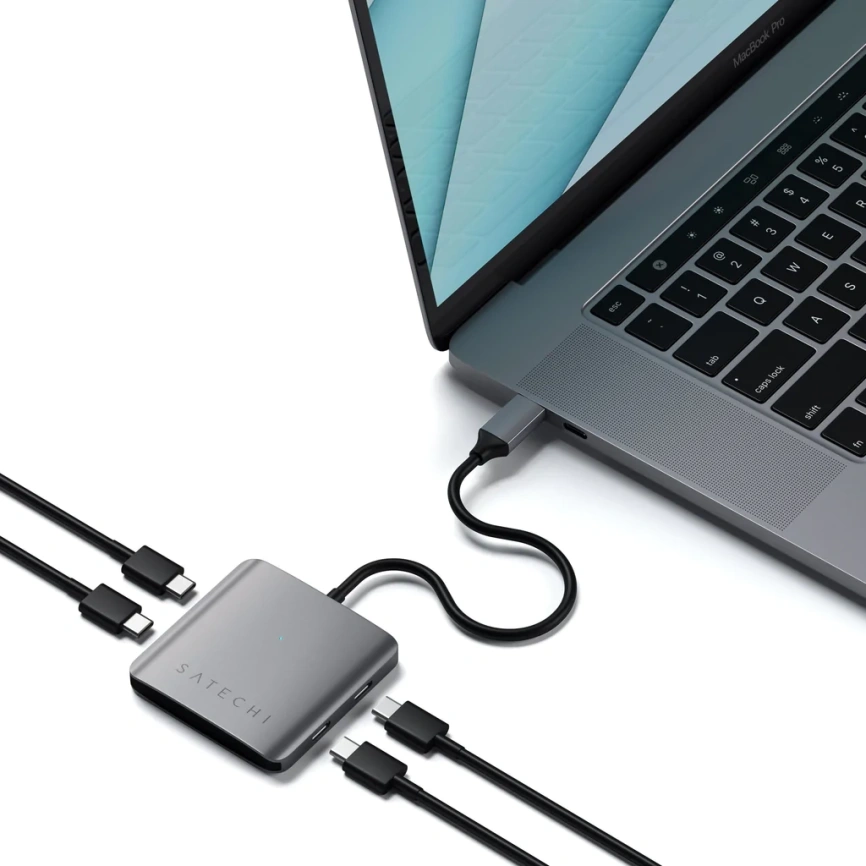 Хаб Satechi Type-C 4 порта Интерфейс USB-С (ST-UC4PHM) Space gray фото 5