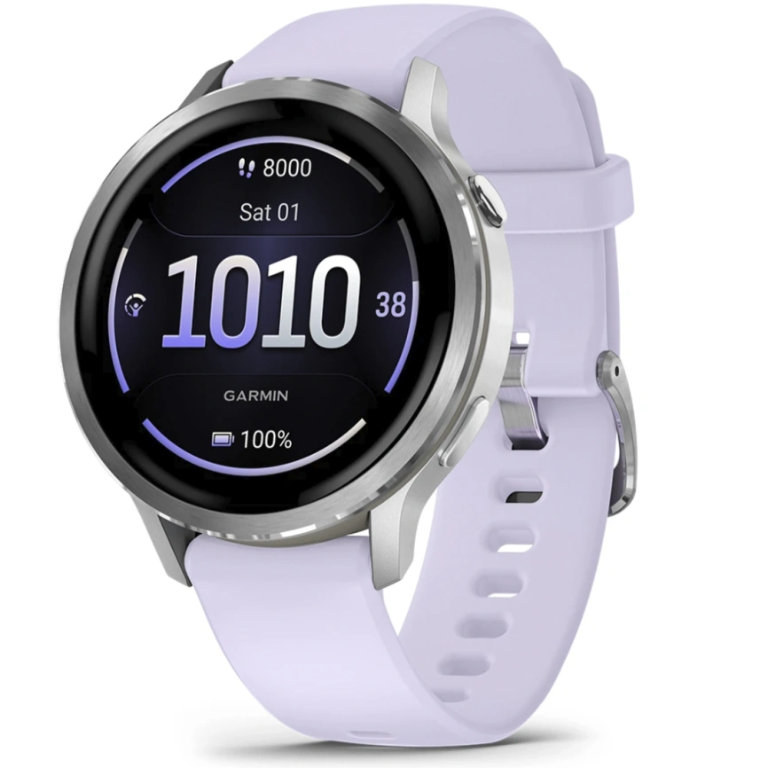 Смарт-часы Garmin Venu 4 41mm Silver Bezel With Periwinkle Silicone Band (010-03013-01) фото 1