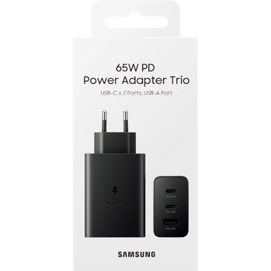 Сетевое зарядное устройство Samsung 65W 2USB-C/USB-A EP-T6530 Black фото 4