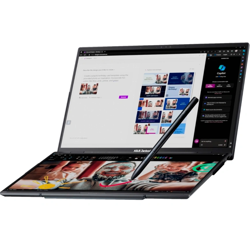 Ноутбук ASUS Zenbook Duo UX8406MA-QL182W 14 FHD OLED/ i7-155U Ultra/32GB/1TB SSD (90NB12U1-M00RA0) Inkwell Gray фото 4