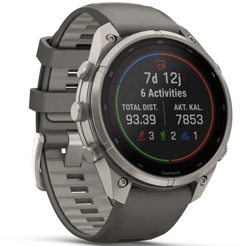Смарт-часы Garmin Fenix 9 Pro 47mm Solar (010-04338-01) Titanium with Pebble Gray/Silver Gray Silicone Band (inReach) фото 3