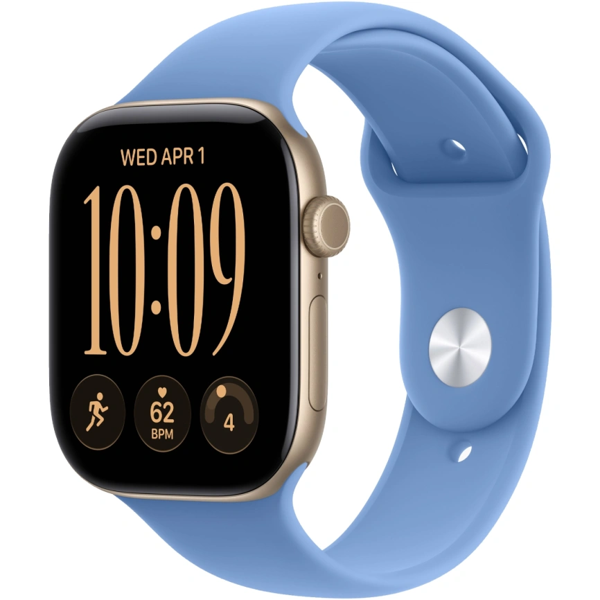 Смарт-часы Apple Watch Series 12 46mm Light Gold Aluminum Case with Wildflower Blue Sport Band S/M фото 1
