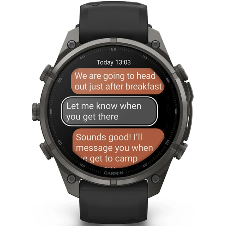 Смарт-часы Garmin Fenix 9 Pro 43mm Amoled (010-04335-11) Carbon Gray DLC Titanium with Black/Pebble Gray Silicone Band (inReach) фото 8