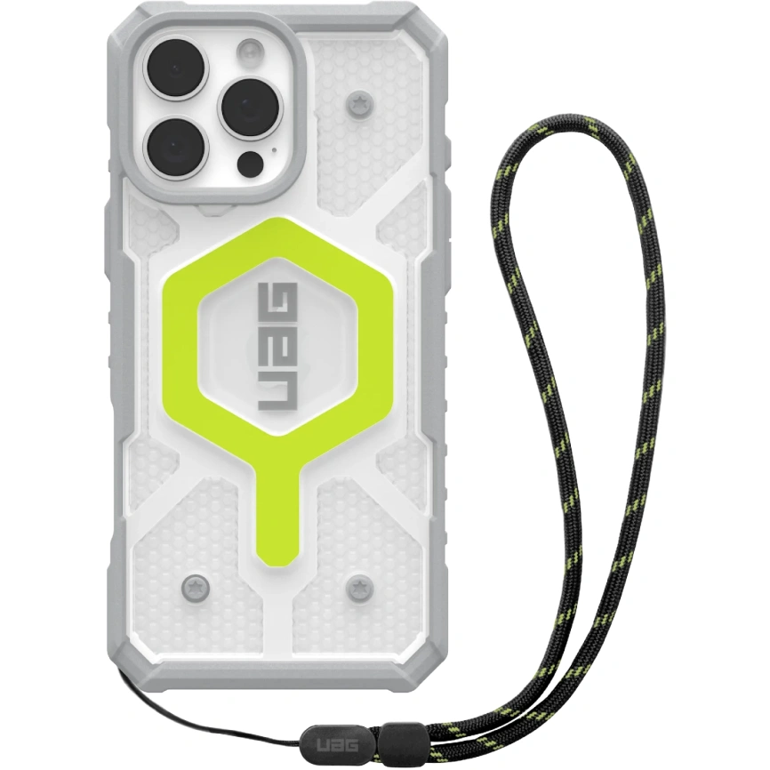 Чехол UAG MagSafe Pathfinder Clear для iPhone 16 Pro Max (с шнурком) Active Neon Lanyard фото 1