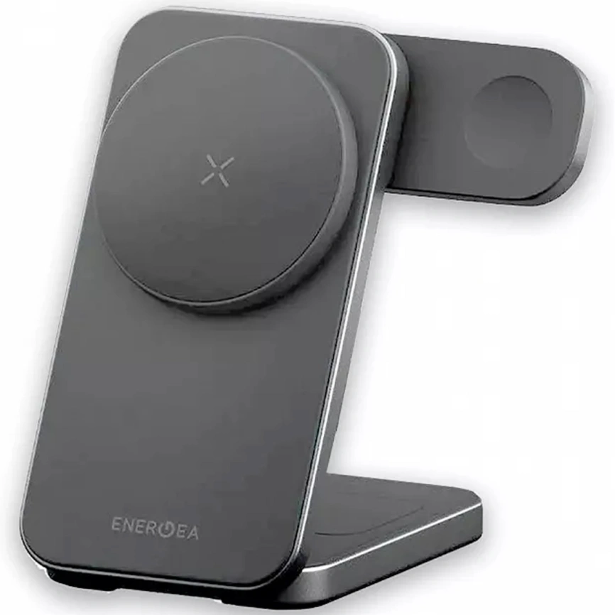 Беспроводное зарядное устройство EnergEA MagTrio 2 Ultra Portable 3in1 Qi2 MagSafe Gunmetal фото 1