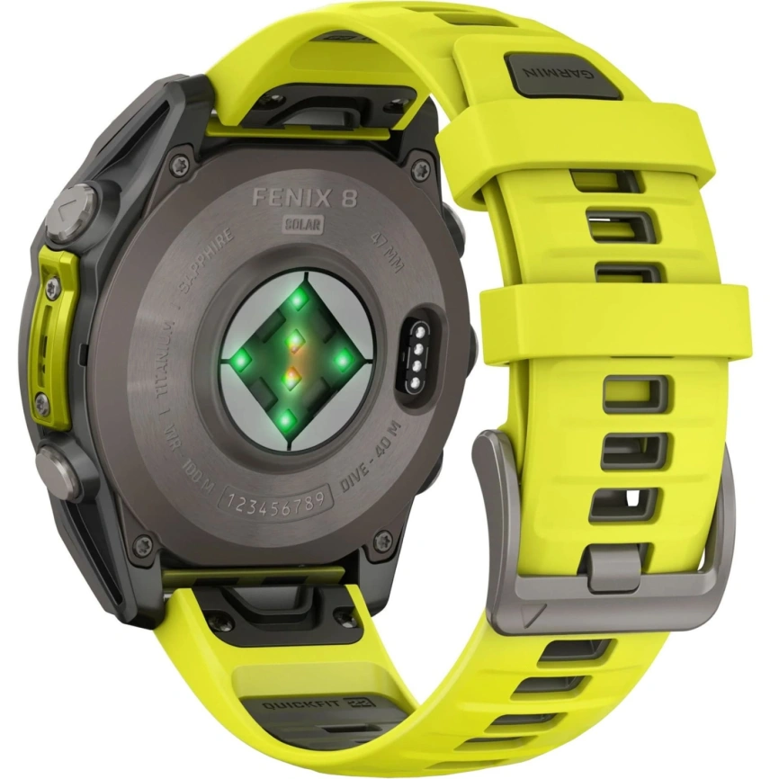 Смарт-часы Garmin Fenix 8 47mm Solar Sapphire (010-02906-21) Carbon Gray DLC Titanium with Yellow/Graphite Silicone Band фото 5