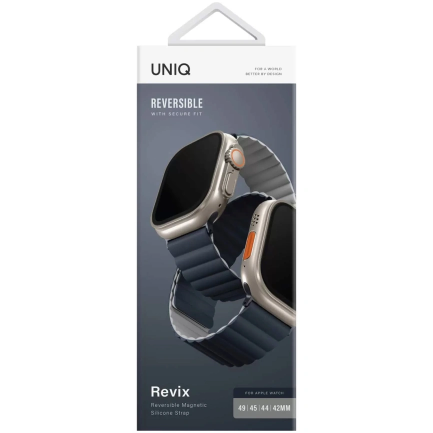 Ремешок Uniq Revix reversible Magnetic для Apple Watch 44/45/49 Blue/Grey фото 3