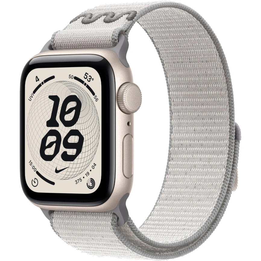 Смарт-часы Apple Watch SE (2025) 44mm Starlight Aluminum Case with Veiled Grey Nike Sport Loop фото 1