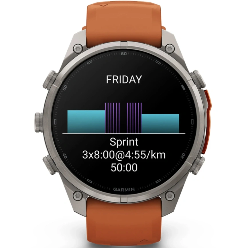 Смарт-часы Garmin Fenix 9 Pro 47mm Amoled (010-04336-01) Titanium with Autumn Orange/Spark Orange Silicone Band (inReach) фото 7