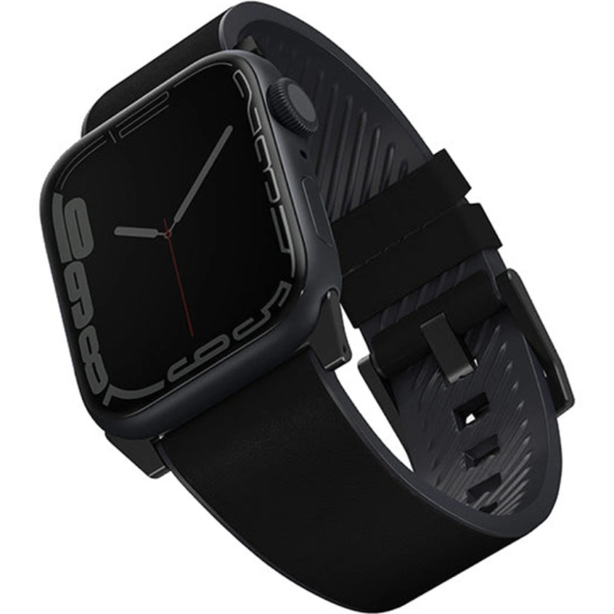 Ремешок Uniq Straden Waterproof Leather/Silicone 45mm Apple Watch Black (45MM-STRABLK) фото 1