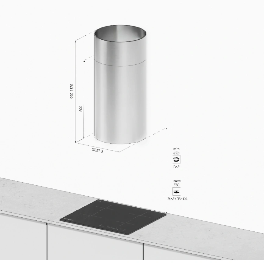 Островная вытяжка Kuppersberg TUBA 35 X Stainless Steel фото 8