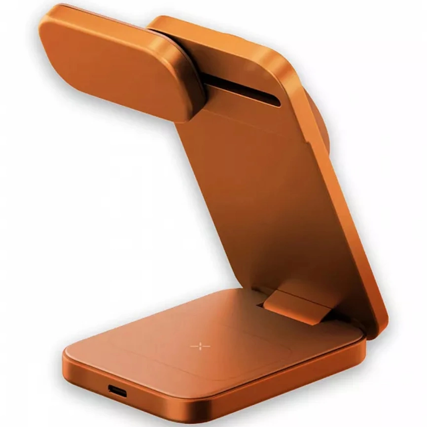 Беспроводное зарядное устройство EnergEA MagTrio 2 Ultra Portable 3in1 Qi2 MagSafe Orange фото 2