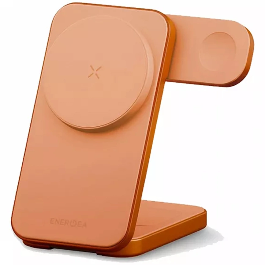 Беспроводное зарядное устройство EnergEA MagTrio 2 Ultra Portable 3in1 Qi2 MagSafe Orange фото 1