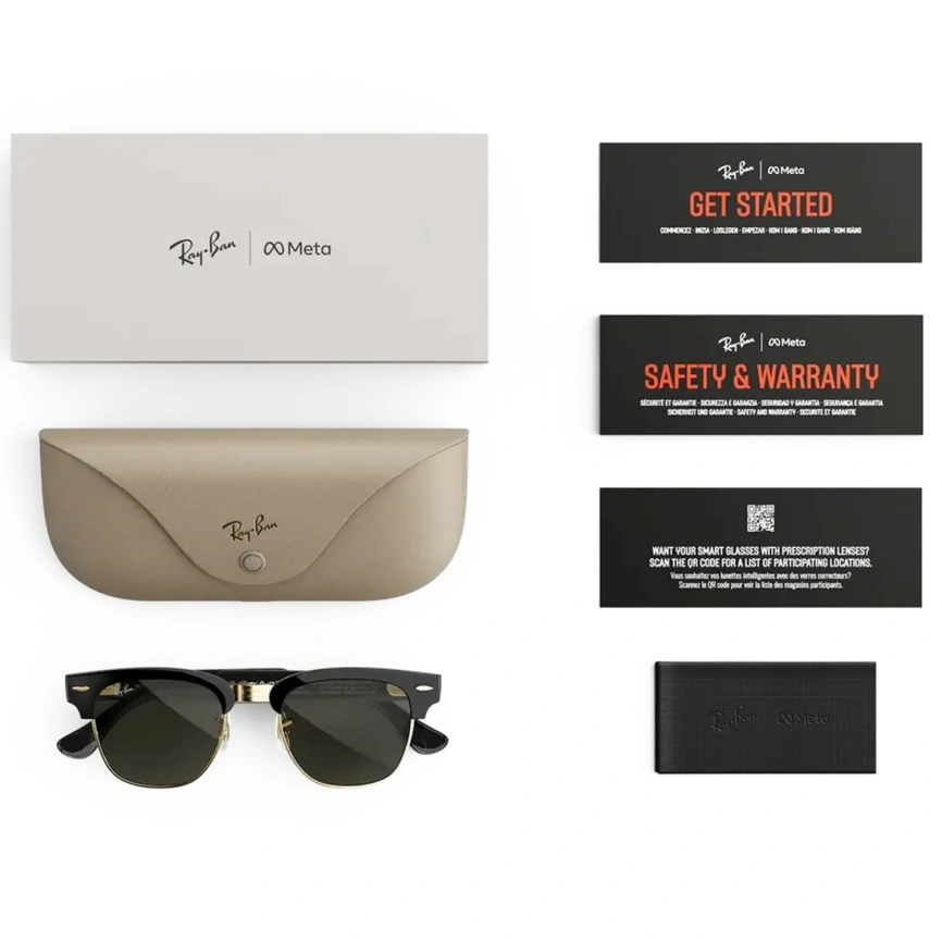 Умные очки Ray-Ban Clubmaster (audio) Shiny Black on Gold Standard Green фото 5