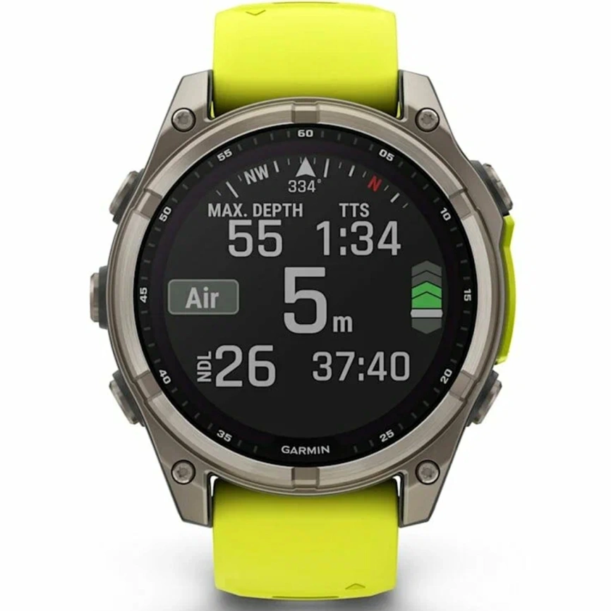 Смарт-часы Garmin Fenix 8 47mm Solar Sapphire (010-02906-21) Carbon Gray DLC Titanium with Yellow/Graphite Silicone Band фото 6