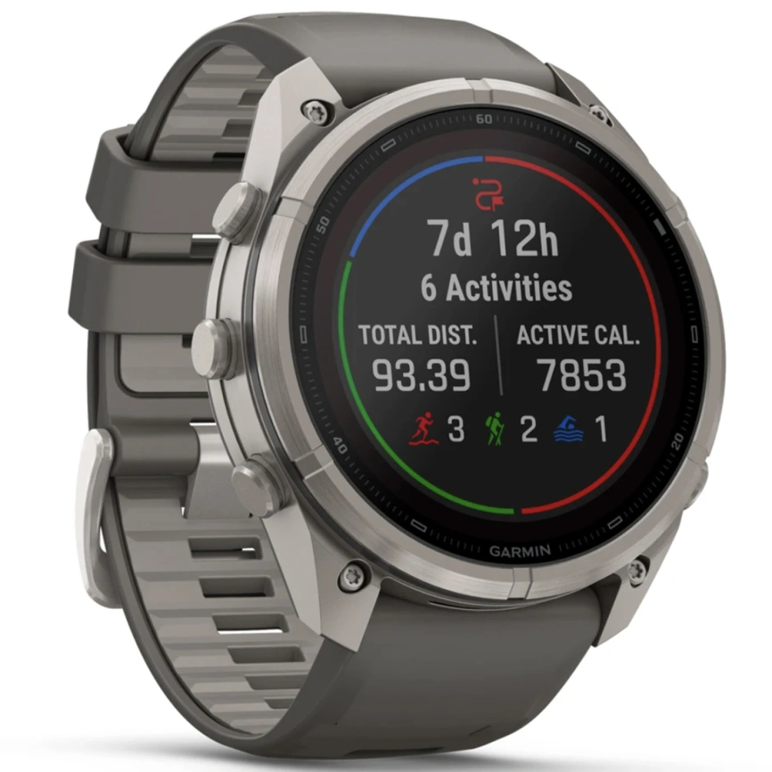 Смарт-часы Garmin Fenix 9 Pro 51mm Solar (010-04339-01) Titanium with Pebble Gray/Silver Gray Silicone Band (inReach) фото 3
