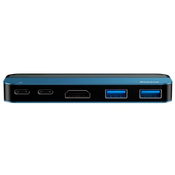 Хаб Baseus Transparent Series Dual Type-C Multifunctional HUB Adapter Type-C to Type-C 2+USB3.0 2+HDMI 1 (CAHUB-TS03) Blue фото 2