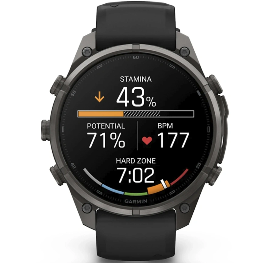 Смарт-часы Garmin Fenix 9 Pro 47mm Amoled (010-04336-11) Carbon Gray DLC Titanium with Black/Pebble Gray Silicone Band (inReach) фото 8