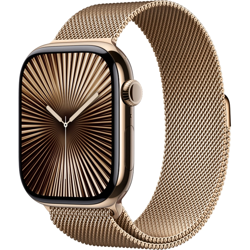 Смарт-часы Apple Watch Series 10 46mm Gold Titanium Case with Gold Milanese Loop фото 1