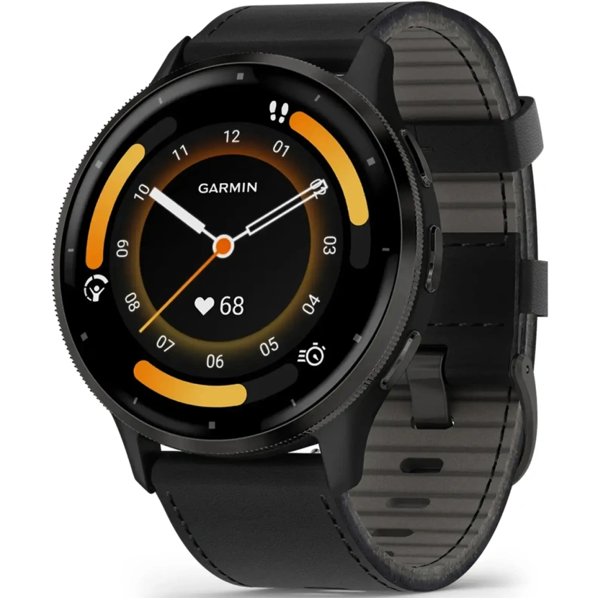 Умные часы Garmin Venu 3 (010-02784-52) 45mm Slate with Leather Band фото 1