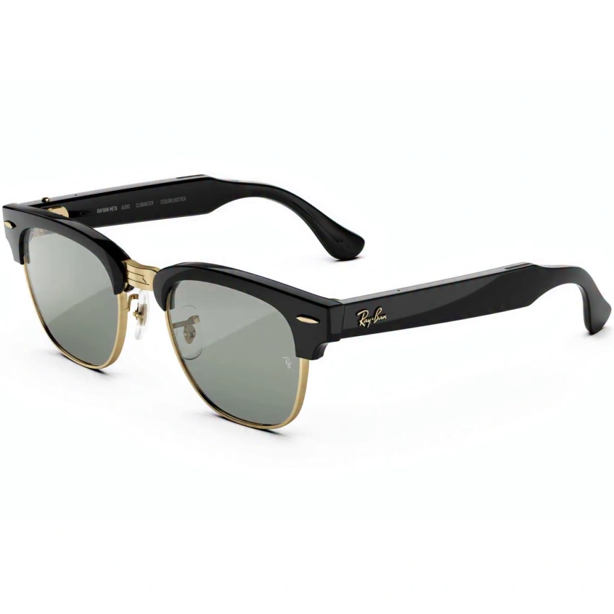 Умные очки Ray-Ban Clubmaster (audio) Shiny Black on Gold Standard Transitions Graphite Green фото 1