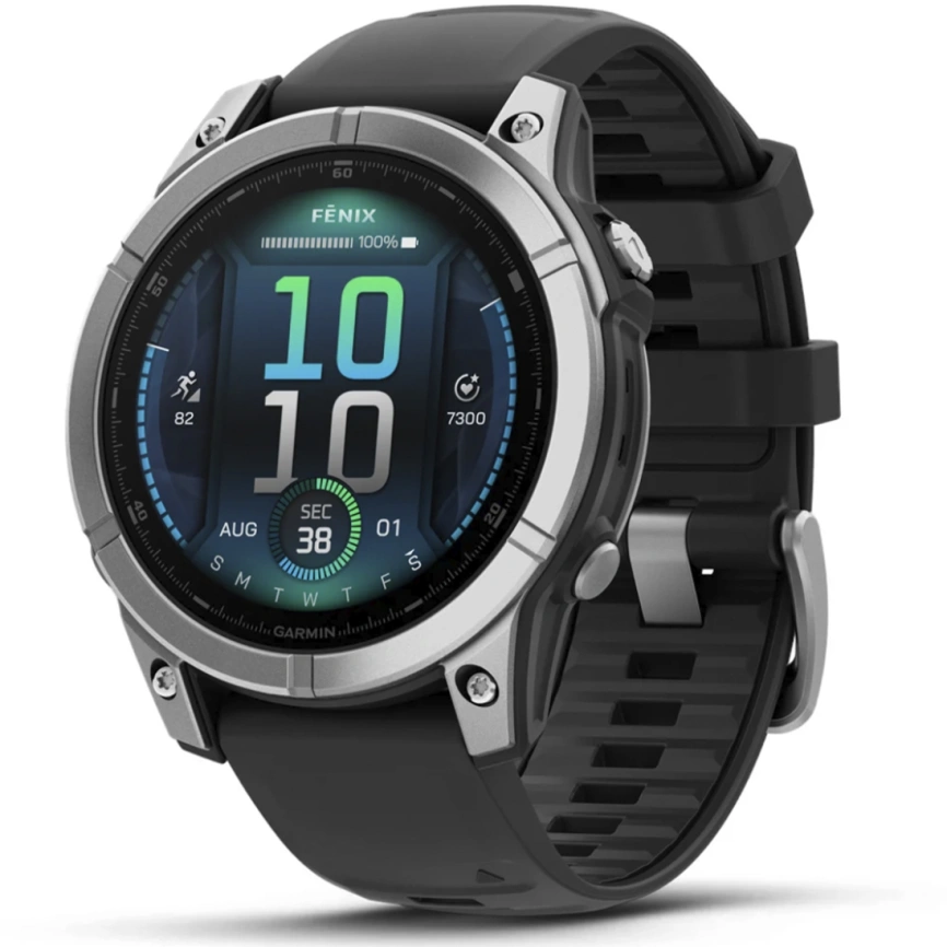 Смарт-часы Garmin Fenix E 47mm Amoled Stainless Steel With Black Silicone Band (010-03025-00) фото 1