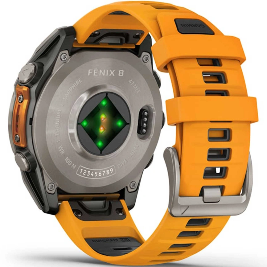 Смарт-часы Garmin Fenix 8 47mm Amoled Sapphire (010-02904-11) Titanium with Spark Orange/Graphite Silicone Band фото 5