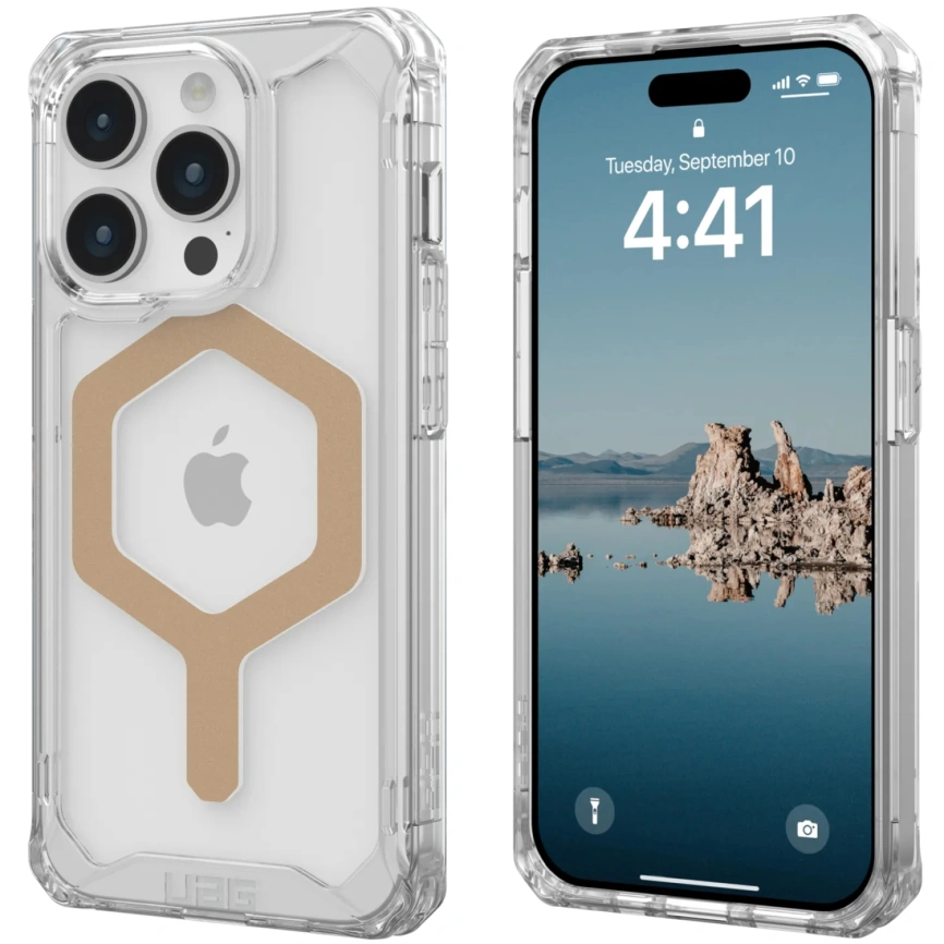 Чехол UAG с поддержкой MagSafe Plyo для iPhone 15 Pro Ice/Gold (114286114381) фото 4